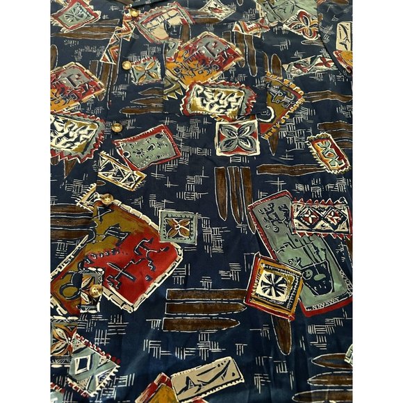 No Problem International Men Hawaiian Shirt Size L Button Up Short Sleeve - Picture 4 of 8